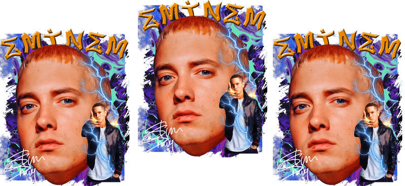 Eminem orange UV DTF cup wrap for 16oz Libbey glass, rapper hip hop fan transfer KA-8045