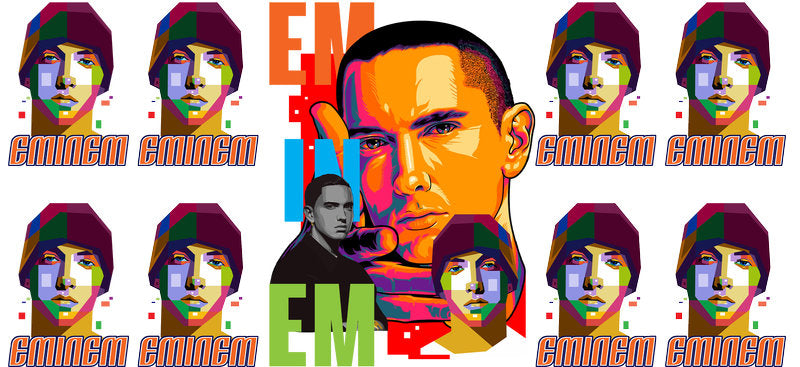 Eminem green collage UV DTF cup wrap for 16oz Libbey glass, rapper music fan transfer KA-8047