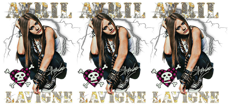 Avril Lavigne black UV DTF cup wrap for 16oz Libbey glass, pop punk music fan transfer KA-8051