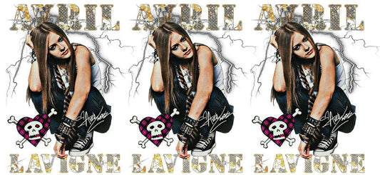 Avril Lavigne black UV DTF cup wrap for 16oz Libbey glass, pop punk music fan transfer KA-8051