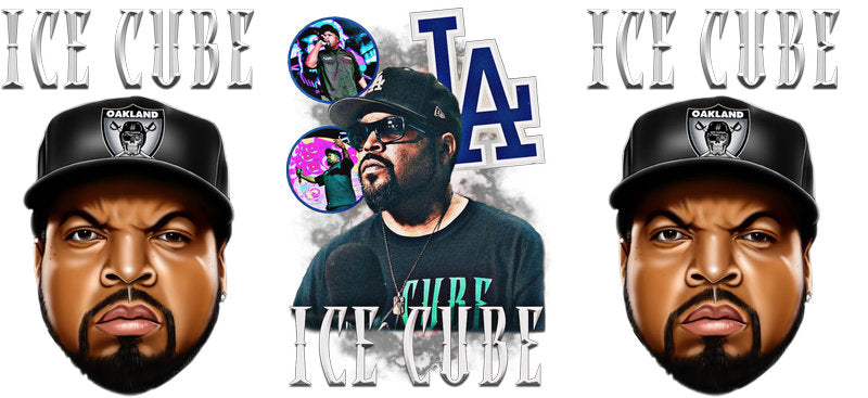 Ice Cube Dodgers UV DTF cup wrap for 16oz Libbey glass, rapper music fan drinkware transfer KA-8065
