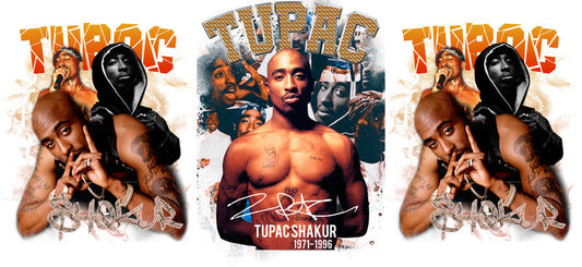 Tupac Shakur duo UV DTF cup wrap for 16oz Libbey glass, 2Pac rap fan transfer KA-8070