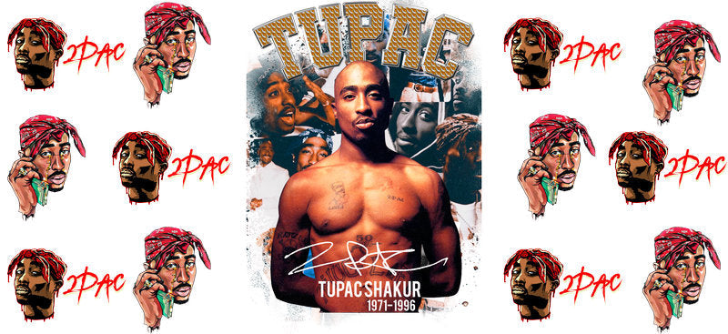 Tupac Shakur red UV DTF cup wrap for 16oz Libbey glass, hip hop rap fan transfer KA-8073