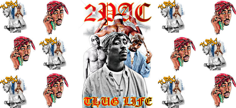 Tupac 2Pac blue UV DTF cup wrap for 16oz Libbey glass, rap music fan transfer KA-8074