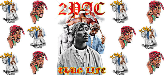 Tupac 2Pac blue UV DTF cup wrap for 16oz Libbey glass, rap music fan transfer KA-8074