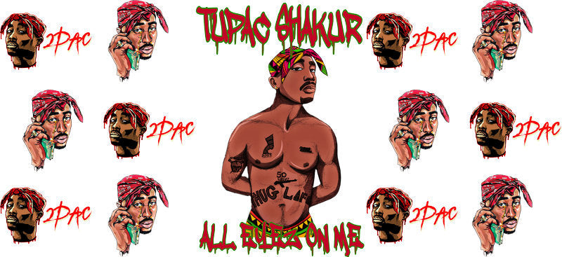 Tupac Thug Life cartoon UV DTF cup wrap for 16oz Libbey glass, hip hop fan transfer KA-8075