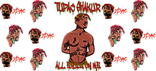 Tupac Thug Life cartoon UV DTF cup wrap for 16oz Libbey glass, hip hop fan transfer KA-8075