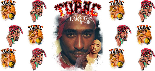 Tupac portrait UV DTF cup wrap for 16oz Libbey glass, 2Pac hip hop fan transfer KA-8079