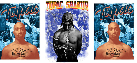 Tupac blue shirt UV DTF cup wrap for 16oz Libbey glass, rap music fan transfer KA-8080