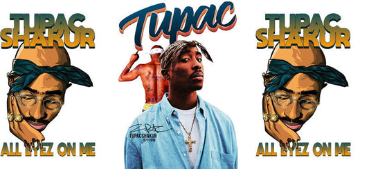 Tupac Shakur All Eyez UV DTF cup wrap for 16oz Libbey glass, 2Pac music fan transfer KA-8083