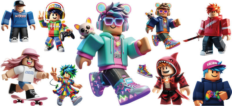 Roblox gamer friends UV DTF cup wrap for 16oz Libbey glass, game party character transfer KA-8085