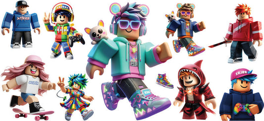 Roblox gamer friends UV DTF cup wrap for 16oz Libbey glass, game party character transfer KA-8085