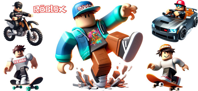 Roblox biker gamer UV DTF cup wrap for 16oz Libbey glass, action game avatar transfer KA-8090