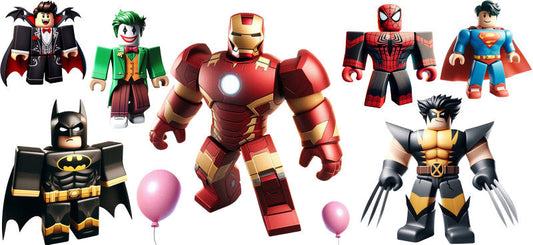 Roblox superhero party UV DTF cup wrap for 16oz Libbey glass, game character drinkware transfer KA-8091