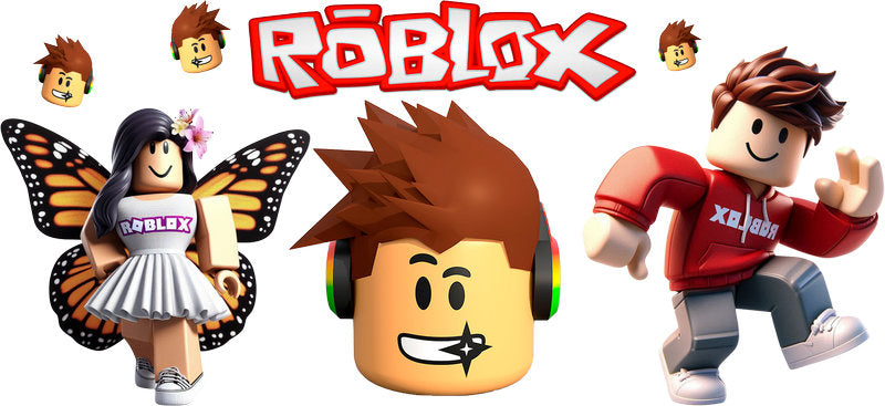 Roblox avatar friends UV DTF cup wrap for 16oz Libbey glass, colorful game character transfer KA-8094
