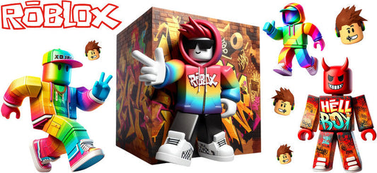 Roblox rainbow box UV DTF cup wrap for 16oz Libbey glass, colorful game party transfer KA-8096