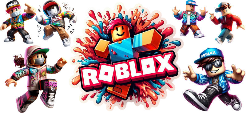 Roblox colorful gamers UV DTF cup wrap for 16oz Libbey glass, game avatar birthday transfer KA-8098