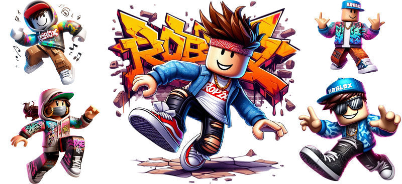 Roblox power gamer UV DTF cup wrap for 16oz Libbey glass, action game character transfer KA-8100