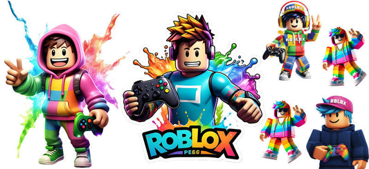 Roblox friends gamer UV DTF cup wrap for 16oz Libbey glass, game avatar party transfer KA-8102