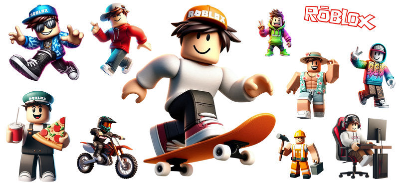 Roblox skateboard gamer UV DTF cup wrap for 16oz Libbey glass, skater game avatar transfer KA-8112