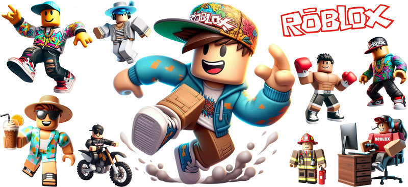 Roblox biker party UV DTF cup wrap for 16oz Libbey glass, motorcycle game avatar transfer KA-8114