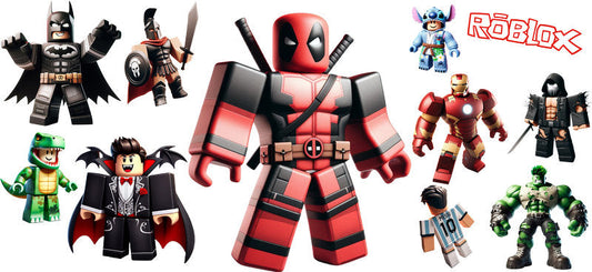 Roblox superhero team UV DTF cup wrap for 16oz Libbey glass, game hero character transfer KA-8117