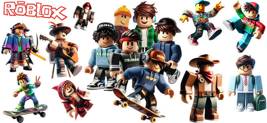 Roblox gamer team UV DTF cup wrap for 16oz Libbey glass, game avatar friends transfer KA-8121