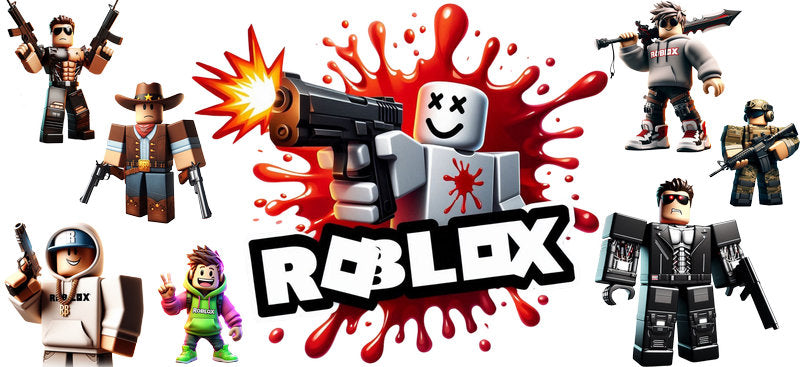 Roblox red splash gamer UV DTF cup wrap for 16oz Libbey glass, game logo character transfer KA-8125