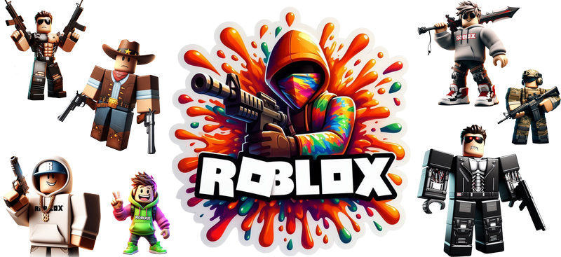 Roblox red logo team UV DTF cup wrap for 16oz Libbey glass, game avatar crew transfer KA-8126