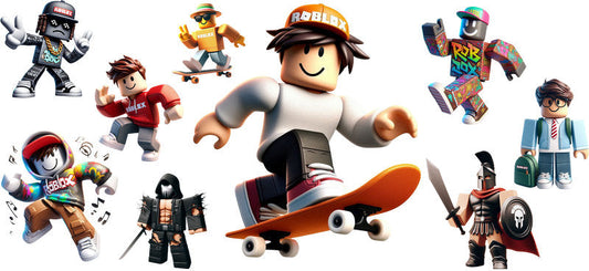 Roblox skateboard team UV DTF cup wrap for 16oz Libbey glass, skater game friends transfer KA-8128