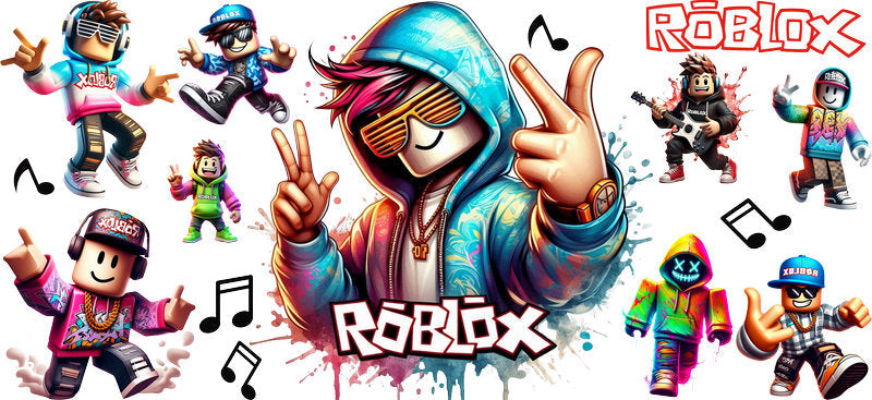 Roblox music avatar UV DTF cup wrap for 16oz Libbey glass, dance game character transfer KA-8130