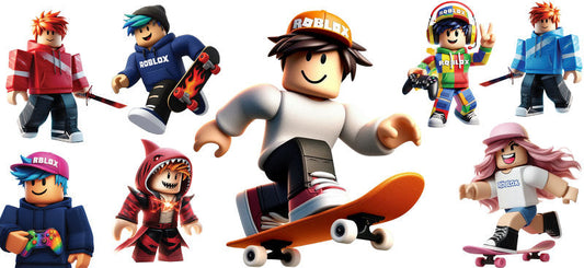 Roblox skateboard friends UV DTF cup wrap for 16oz Libbey glass, skater game party transfer KA-8134