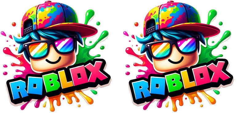 Roblox neon logo double UV DTF cup wrap for 16oz Libbey glass, rainbow game fan transfer KA-8136