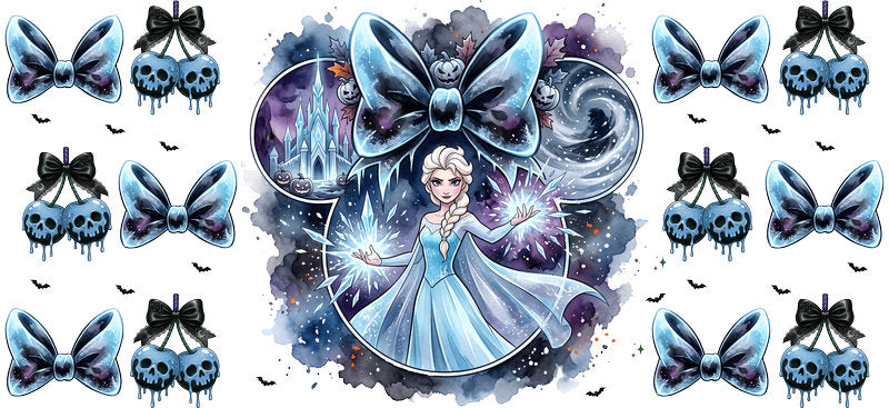 Disney Princess Elsa Snow Magic UV DTF Cup Wrap for 16oz Libbey Glass KA-8143