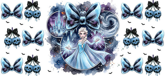 Disney Princess Elsa Snow Magic UV DTF Cup Wrap for 16oz Libbey Glass KA-8143