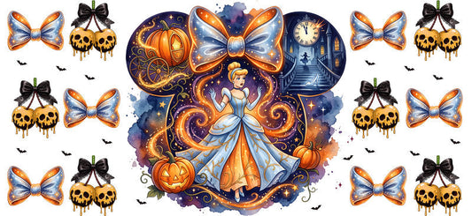 Disney Princess Cinderella Pumpkin Carriage UV DTF Cup Wrap for 16oz Libbey Glass KA-8144