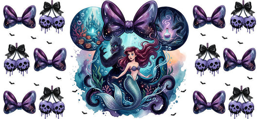 Disney Princess Ariel Mermaid Fantasy UV DTF Cup Wrap for 16oz Libbey Glass KA-8149
