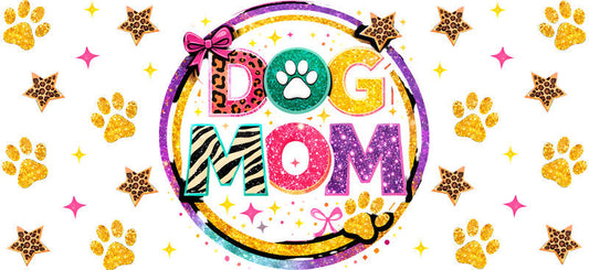 Dog Mom Circle Paw Print UV DTF Cup Wrap for 16oz Libbey Glass KA-8157