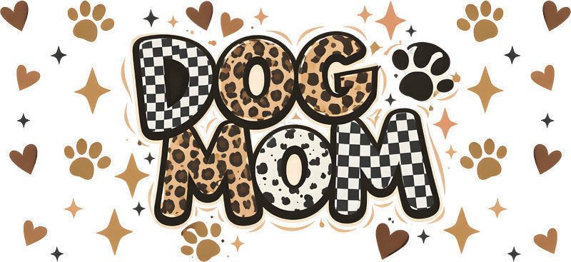 Leopard Print Dog Mom UV DTF Cup Wrap for 16oz Libbey Glass KA-8158
