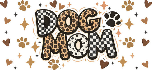 Leopard Print Dog Mom UV DTF Cup Wrap for 16oz Libbey Glass KA-8158