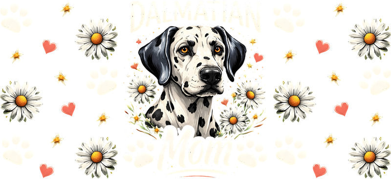 Dalmatian Daisy Floral UV DTF Cup Wrap for 16oz Libbey Glass KA-8168