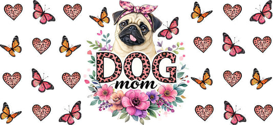 Butterfly Dog Mom UV DTF Cup Wrap for 16oz Libbey Glass KA-8171