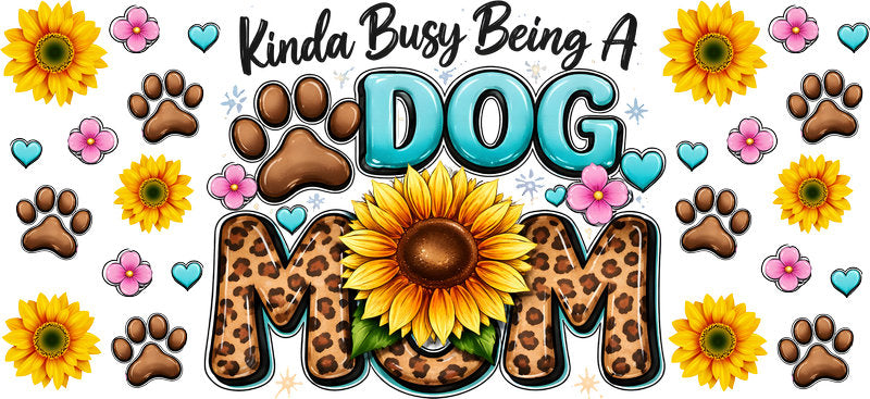 Sunflower Dog Mom UV DTF Cup Wrap for 16oz Libbey Glass KA-8172