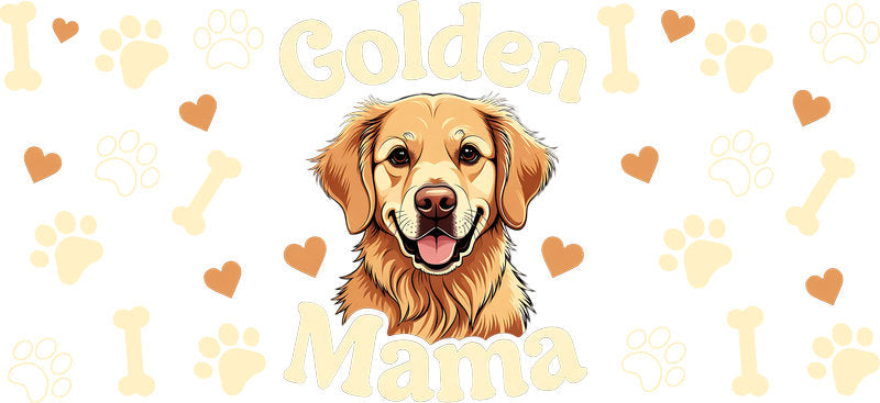 Golden Retriever Mama UV DTF Cup Wrap for 16oz Libbey Glass KA-8178