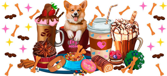 Dog Mom Coffee Bar UV DTF Cup Wrap for 16oz Libbey Glass KA-8181