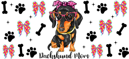 Dachshund Dog Mom UV DTF Cup Wrap for 16oz Libbey Glass KA-8188
