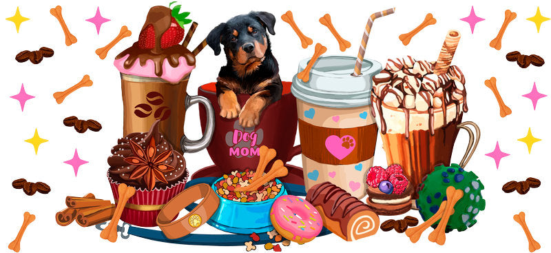 Doberman Coffee Lover UV DTF Cup Wrap for 16oz Libbey Glass KA-8194