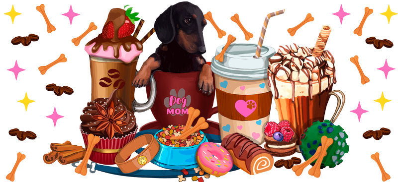 Black Lab Coffee Lover UV DTF Cup Wrap for 16oz Libbey Glass KA-8196