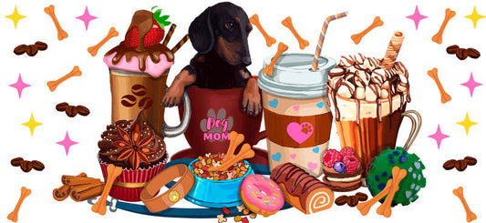 Black Lab Coffee Lover UV DTF Cup Wrap for 16oz Libbey Glass KA-8196