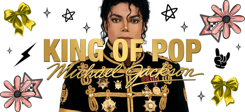 Michael Jackson Floral King of Pop UV DTF Cup Wrap for 16oz Libbey Glass KA-8209